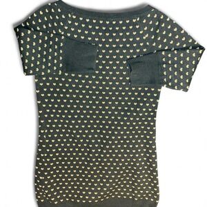 100% wool woolite sweater green w/hearts‎ women’s M
